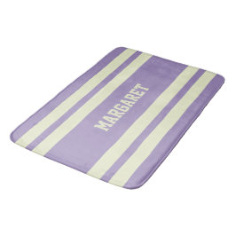 Alfombrilla De Baño Nombre de monograma moderno y elegante en blanco y