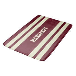 Alfombrilla De Baño Nombre de monograma moderno y elegante en rojo y b