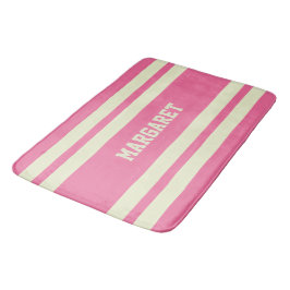 Alfombrilla De Baño Nombre de monograma moderno y elegante en rosa y b