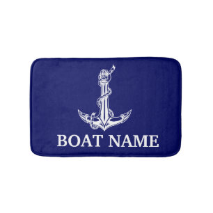 Alfombrilla De Baño Nombre del barco del ancla náutica vintage