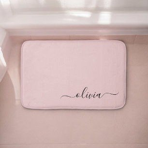 Alfombrilla De Baño Nombre del Monograma de Rubor Dusty Pink Moderne S