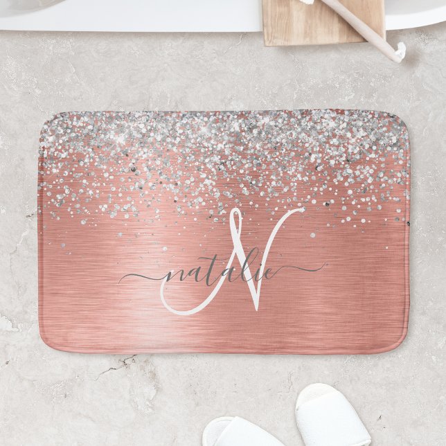 Alfombrilla De Baño Nombre del monograma del Purpurina Metalizado cepi (Subido por el creador)