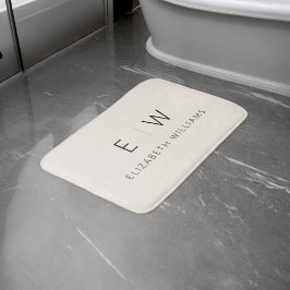 Alfombrilla De Baño Nombre del Monograma Minimalista Neutral Elegante