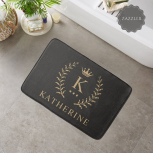 Alfombrilla De Baño Nombre del personalizar y Monograma inicial de oro