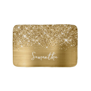 Alfombrilla De Baño Nombre Glam Oro Brillante