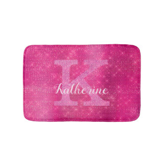 Alfombrilla De Baño Nombre Monograma del Purpurina Rosado Girona Spark