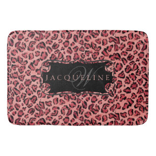 Alfombrilla De Baño Nombre monogramado Decoración de baño Leopardo Imp