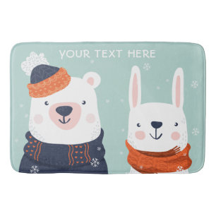 Alfombrilla De Baño Nombre personalizado Animales de invierno bañador