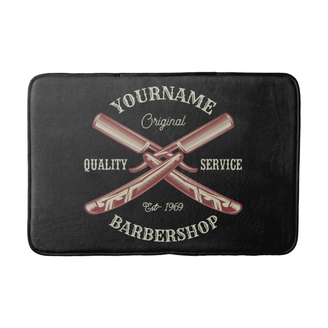 Alfombrilla De Baño NOMBRE personalizado Barber Straight Razor Barbers (Anverso)