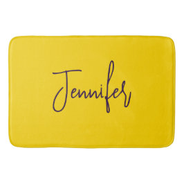 Alfombrilla De Baño Nombre personalizado color púrpura de texto amaril