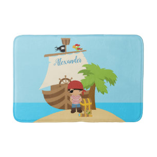 Alfombrilla De Baño Nombre Personalizado De Cuate Pirate Boy Y Un Gran