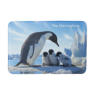 Alfombrilla De Baño Nombre personalizado de los pingüinos de Guay