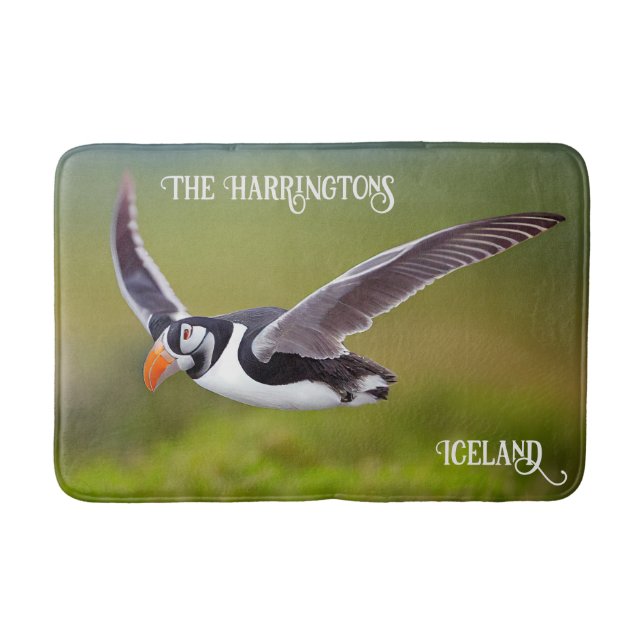 Alfombrilla De Baño Nombre personalizado de Puffin de Islandia (Anverso)