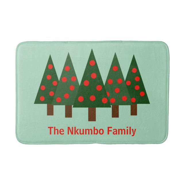 Alfombrilla De Baño Nombre personalizado del bosque de pinos navidades (Anverso)