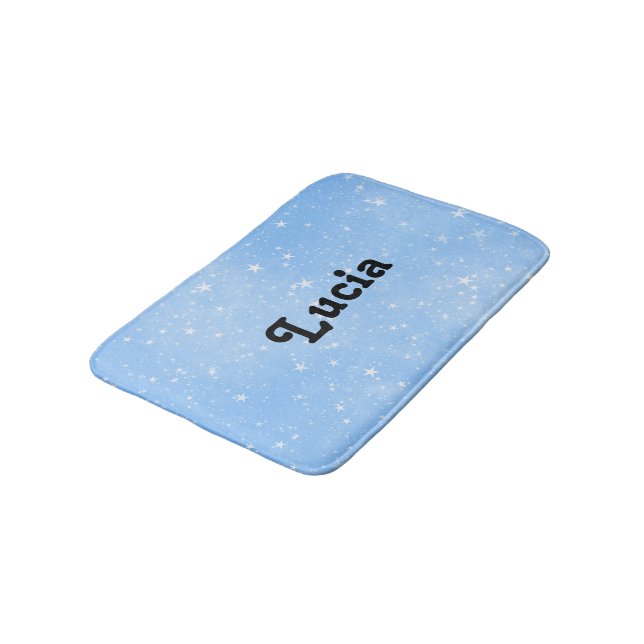 Alfombrilla De Baño Nombre personalizado estrellas blancas en azul (Angular)