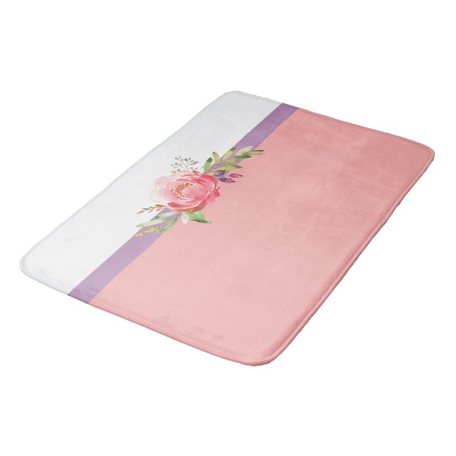 Alfombrilla De Baño Nombre personalizado Floral rosa (Angular)