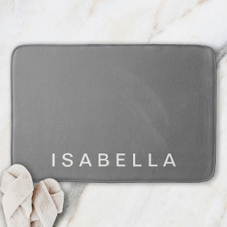 Alfombrilla De Baño Nombre Personalizado Gris Minimalista Moderno