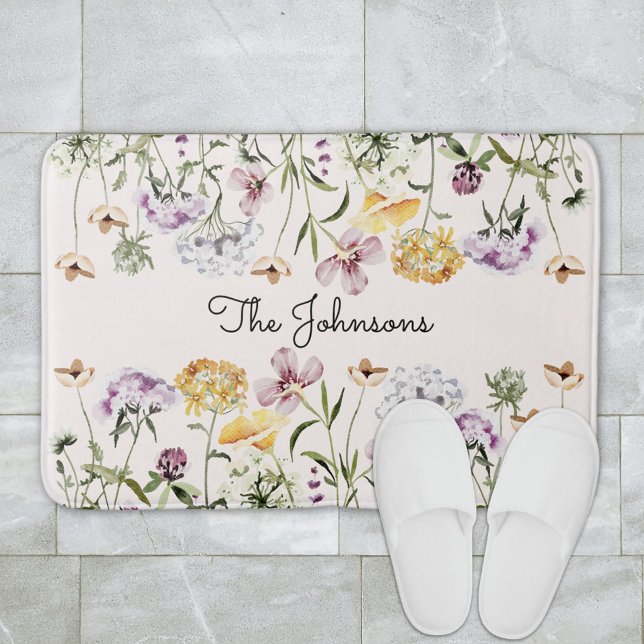 Alfombrilla De Baño Nombre personalizado Jardín de flores silvestres (In situ bathroom floor)
