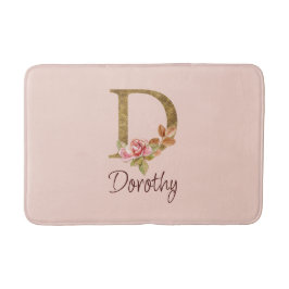 Alfombrilla De Baño Nombre personalizado lámina dorada rubor rosas ros