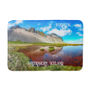 Alfombrilla De Baño Nombre personalizado Montañas Vestrahorn, Islandia