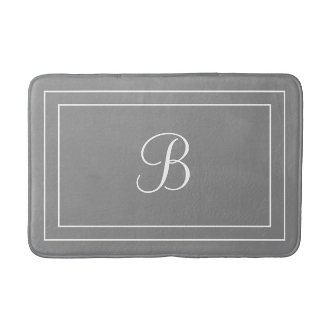 Alfombrilla De Baño Nombre personalizado o gris inicial (Anverso)