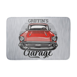 Alfombrilla De Baño NOMBRE personalizado: retro rojo clásico garaje pa