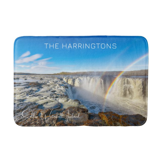 Alfombrilla De Baño Nombre personalizado Selfoss Waterfall, Islandia (Anverso)