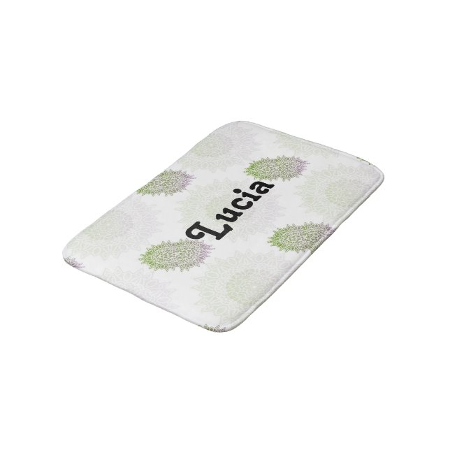 Alfombrilla De Baño Nombre personalizado: sombría mandala en blanco (Angular)