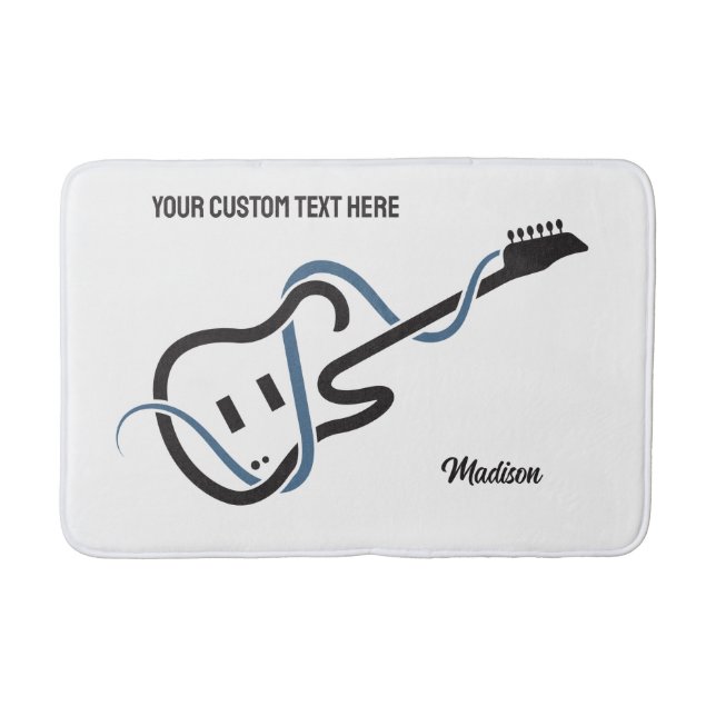 Alfombrilla De Baño Nombre personalizado y guitarra con estilo de text (Anverso)