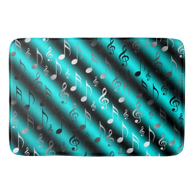 Alfombrilla De Baño nota, música, metalizado, partitura, clef, menta (Anverso)