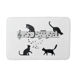 Alfombrilla De Baño Notas de música de reproducción de gatos