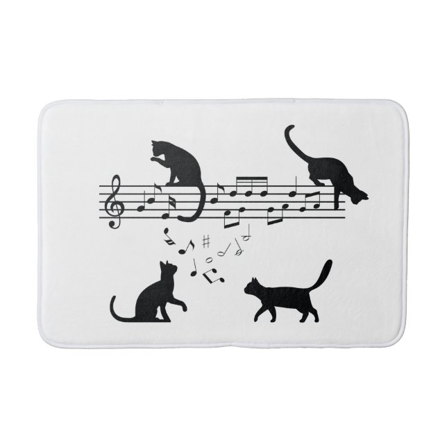 Alfombrilla De Baño Notas de música de reproducción de gatos (Anverso)