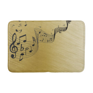Alfombrilla De Baño Notas de música pinchadas con oro