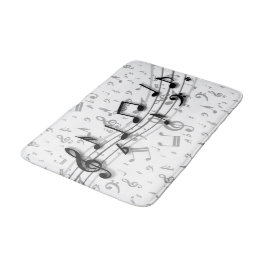 Alfombrilla De Baño Notas musicales en negro y gris