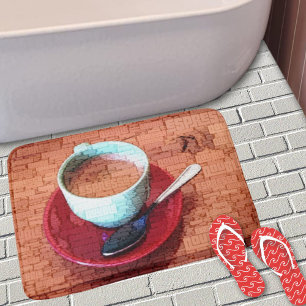 Alfombrilla De Baño Nube de palabras de taza de espresso y cuchara