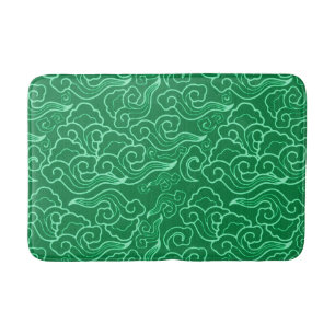 Alfombrilla De Baño Nubes japonesas vintage, verde jade