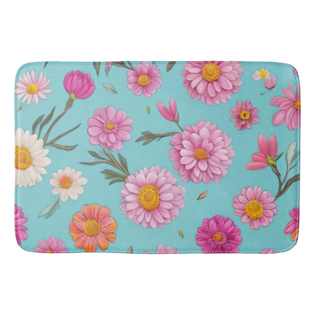 Alfombrilla De Baño Núcleo de la cabaña Flores blancas florales (Anverso)