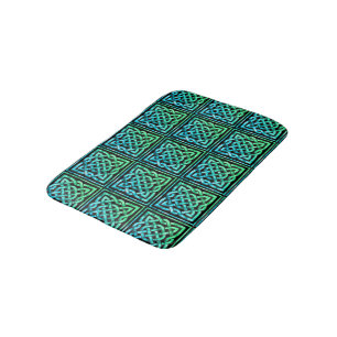 Alfombrilla De Baño Nudo celta - Mat cuadrado verde azul de baño