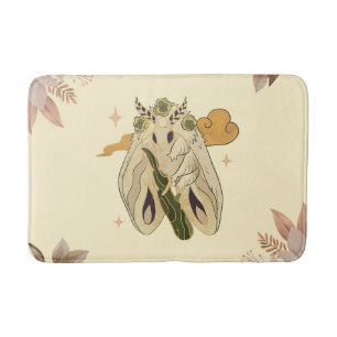 Alfombrilla De Baño Obra gráfica mística, polilla beige