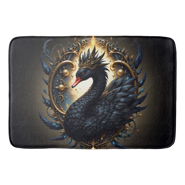 Alfombrilla De Baño Obsidian Swan of Silent Grace – Dark Fantasy  (Anverso)