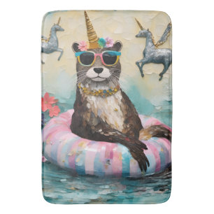 Alfombrilla De Baño Obús caprichosos y unicornios flotando en un río
