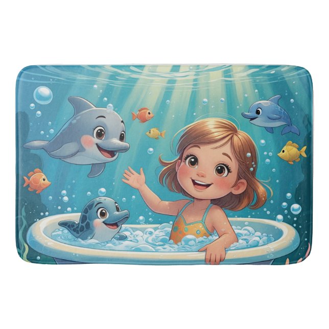 Alfombrilla De Baño Ocean Bliss Bath Time chicas lindos delfines (Anverso)