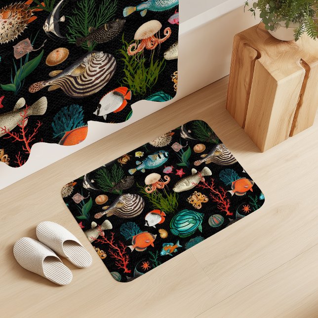 Alfombrilla De Baño Oceania Colorful Fishes on Black Background (Subido por el creador)
