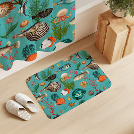 Alfombrilla De Baño Oceania Colorful Fishes on Turquoise Background