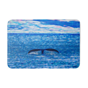 Alfombrilla De Baño Océano azul profundo de cola de ballena