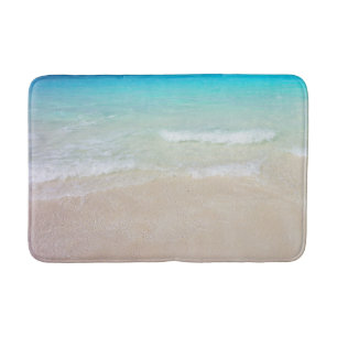 Alfombrilla De Baño Océano azul tropical y arena de playa