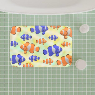 Alfombrilla De Baño océano submarino brillante 3d naranja azul pez pay