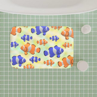 Alfombrilla De Baño océano submarino brillante 3d naranja azul pez pay