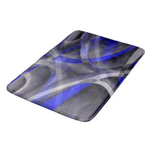 Alfombrilla De Baño Ochenta Groovy Azul Real y Gris Línea Arqueada Pa