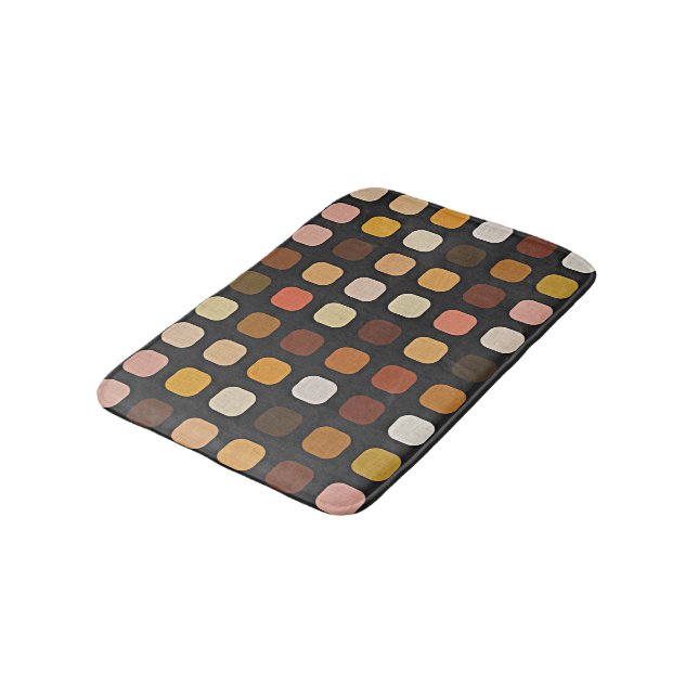 Alfombrilla De Baño Ochre Rust Brown Peach Red Round Squads Pattern (Angular)